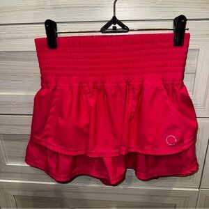 The Bubble Women's Ruffle Tennis Pickelball Skirt - Solid Hot Pink Small